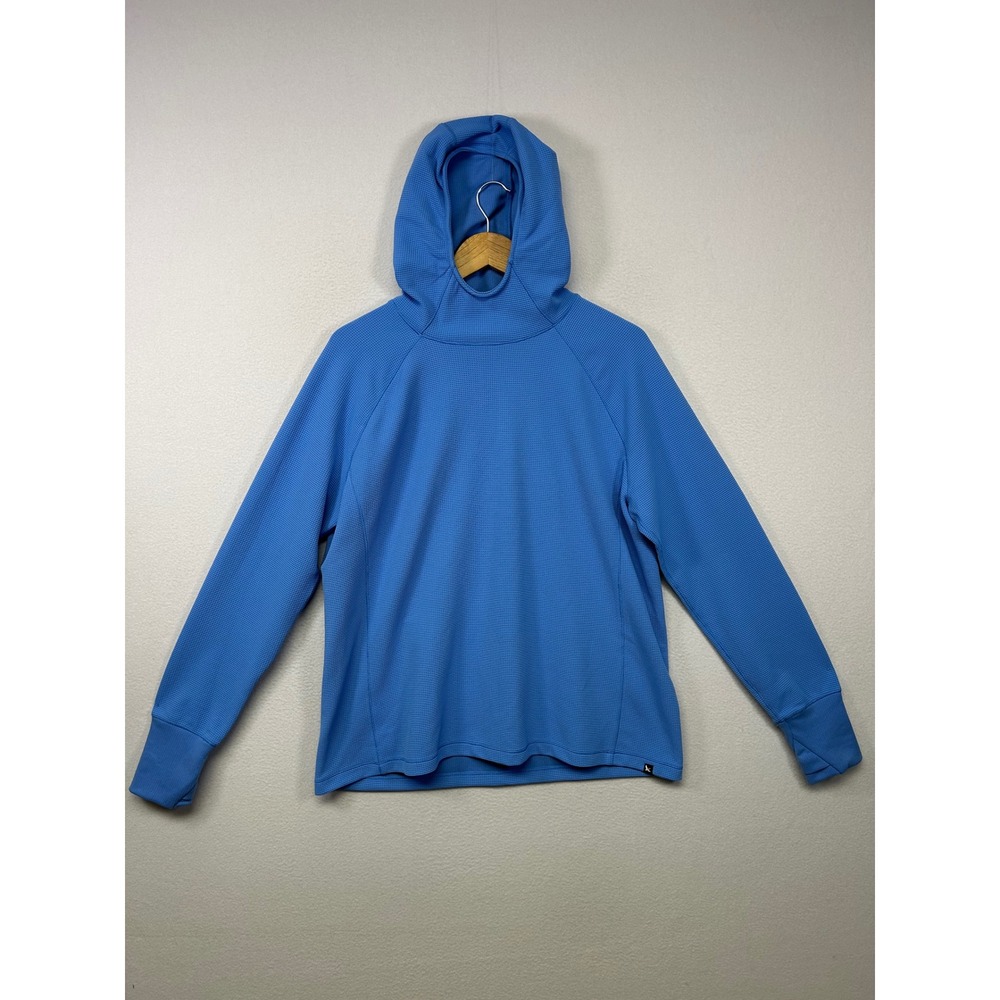 Gorpcore Eddie Bauer Womens XL Blue Waffle Knit Thumbhole Active Pullover Hoodie